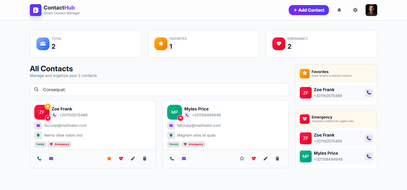 ContactHub — Smart Contact Manager